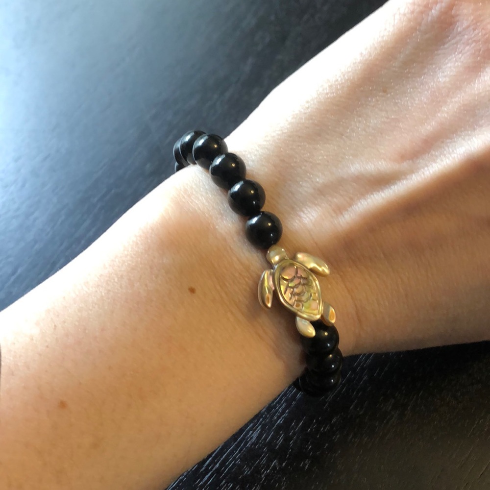 Obsidian And Abalone Shell Turtle Bracelet - image 7